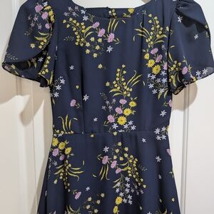 BB Dakota Midnight Blue Dress with Floral Patterns